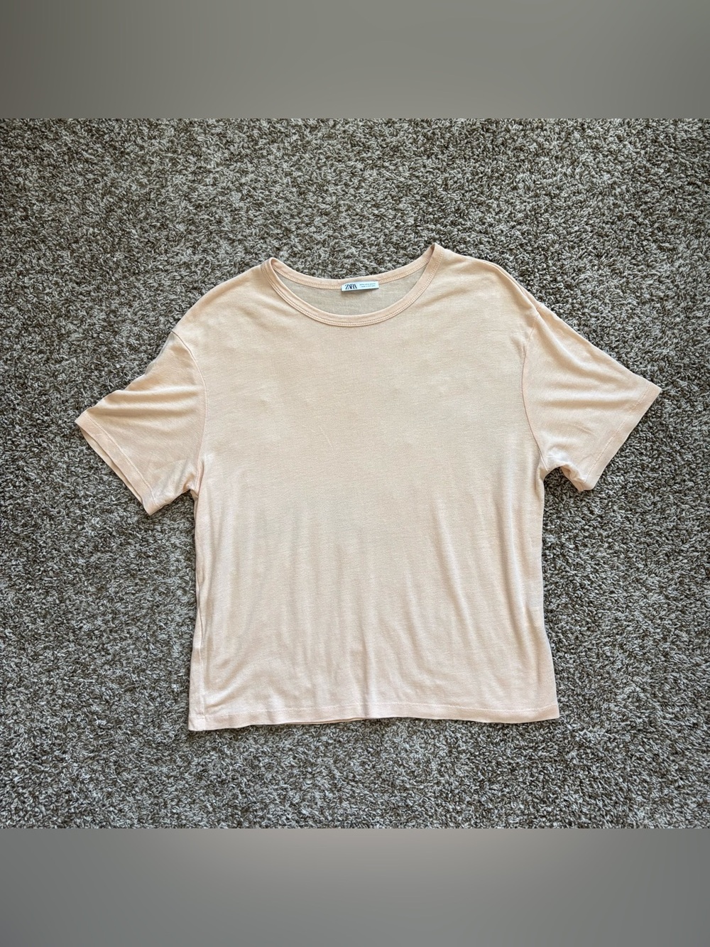 Men’s Size M Salmon Lyocell Linen Blend Cropped T-Shirt